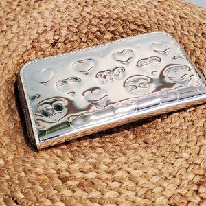 Marc by Marc Jacobs Silver Mirror Heart Zip Around Wallet
